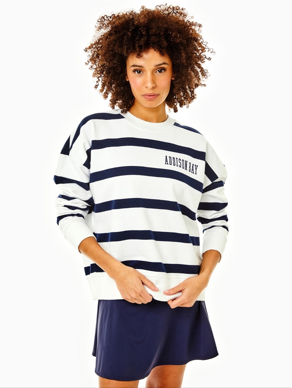 Addison Bay Everyday Terry AB Embroidered Crewneck Sweatshirt Size XS NWT
